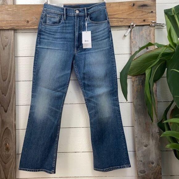 $245 High Waist Denim NWT Cropped Flare Slim Fit - Picture 4 of 8